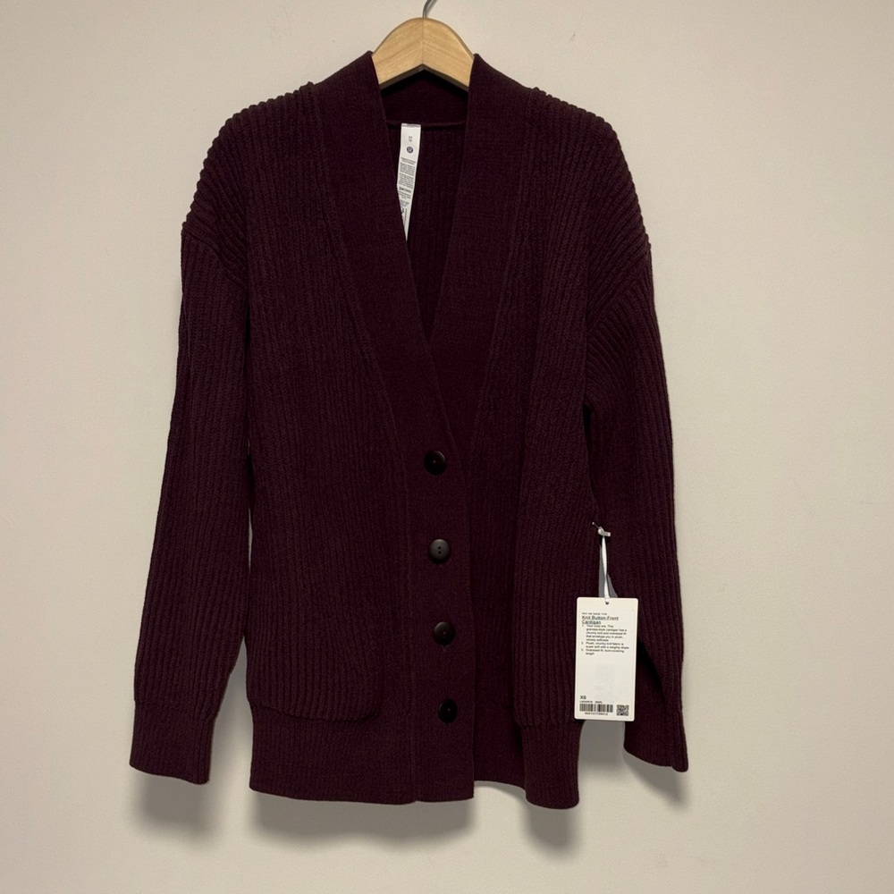 Lululemon goodnight plum knit button cardigan sz xs/s new